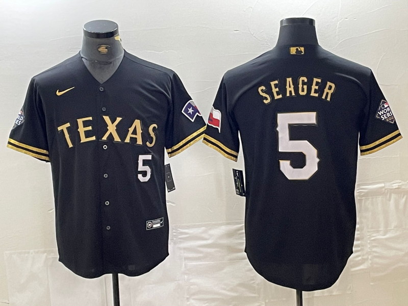 Men's Texas Rangers Corey Seager #5 Black Jersey